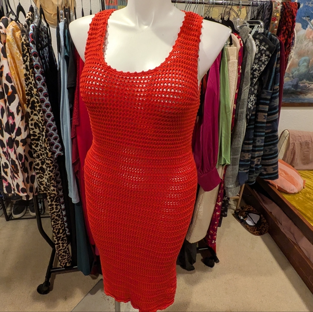 Wilfred Red Crochet Sleeveless Dress - M